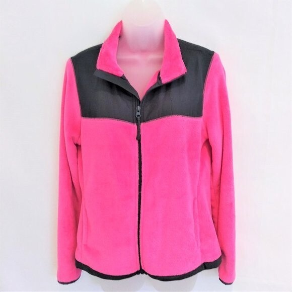 Danskin Now Women's Size Medium Pink and Black Plush Zip Up Jacket - Picture 1 of 10
